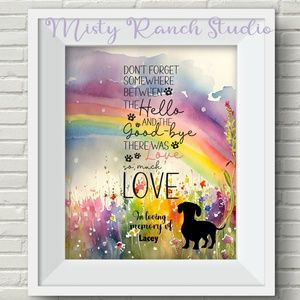 Dog Cat Pet Memorial Print "Don't Forget" Personalized UNFRAMED In Memory of